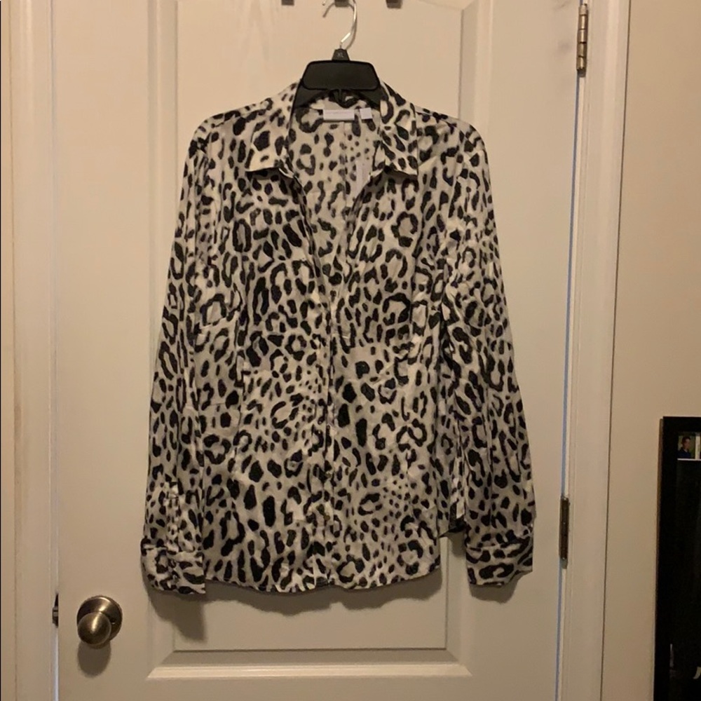 Leopard pattern button down blouse from NY&CO XL SOLD